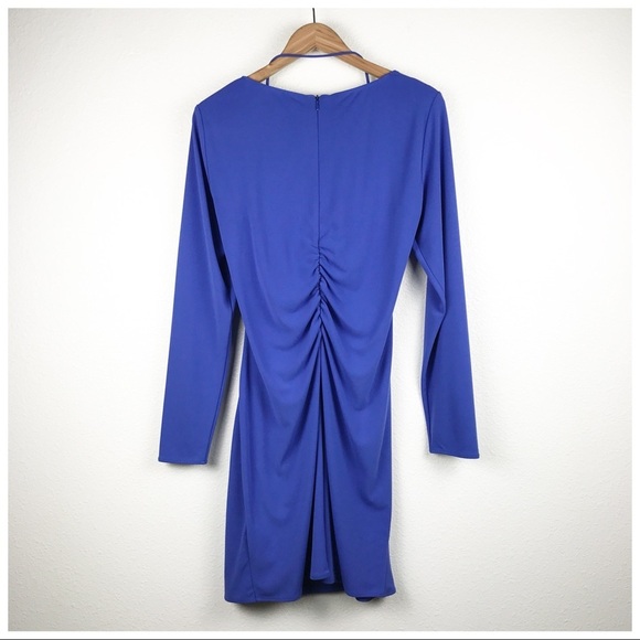 Zara Blue Draped Ruched Long Sleeve‎ Dress Size XL - Picture 6 of 12